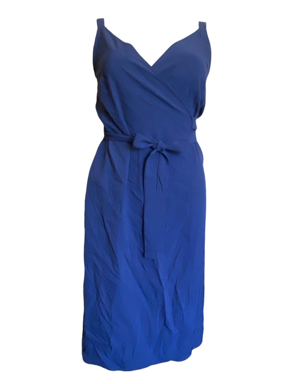 Everlane Blue Wrap Midi Dress Sz 4 Sleeveless Office Chic Minimalist